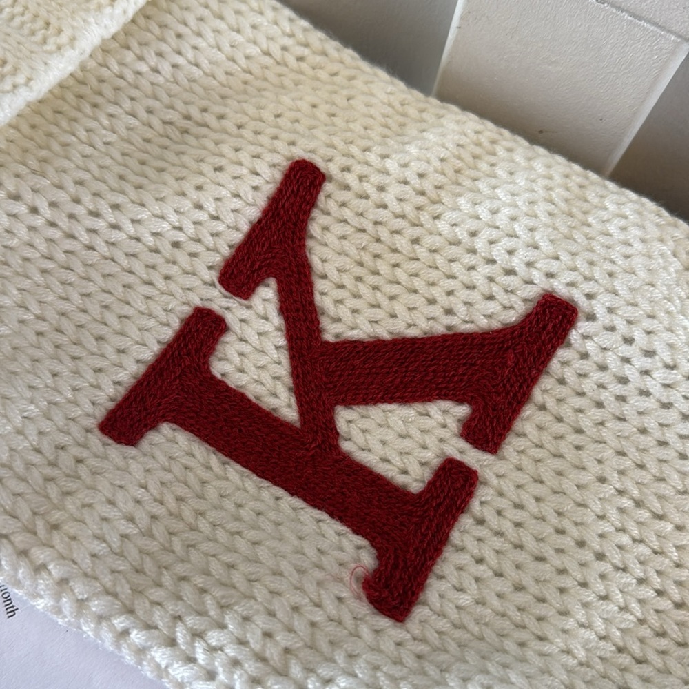 Wonderland white Christmas Stocking red K monogram red/white knit - Picture 5 of 5
